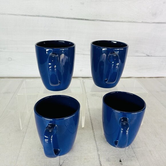 Corelle Coordinates OCEAN BLUE Solid Cobalt Stoneware 12oz Coffee Cup Mugs Set 4 - Picture 6 of 16